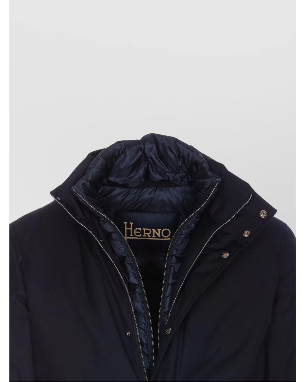 Herno Blue Down Long-Sleeve High-Neck Puffer Jacket for men