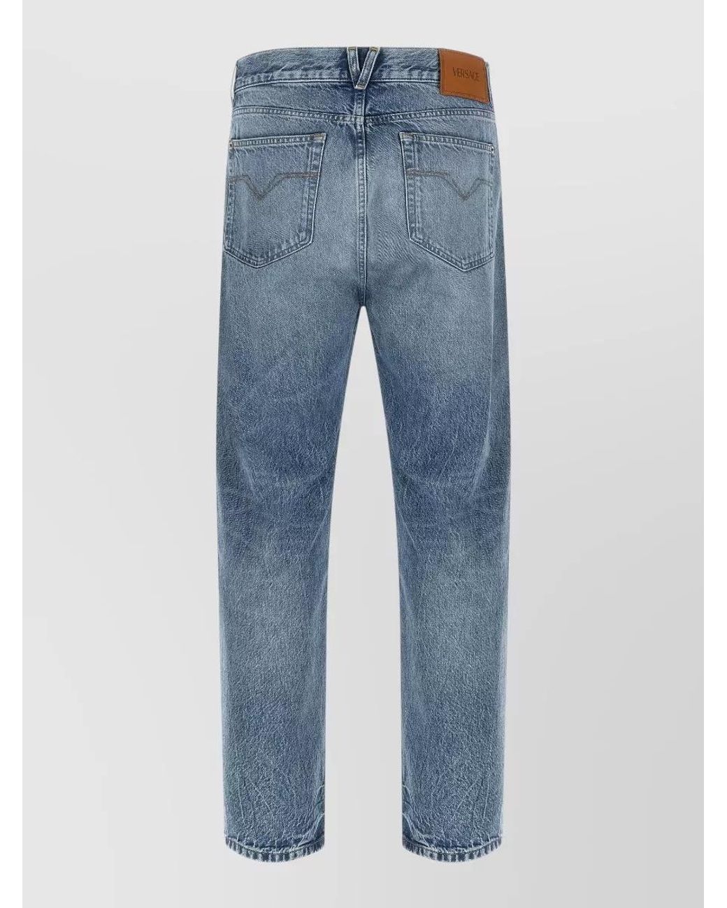 Versace Blue Studded Straight-Leg Denim Jeans for men