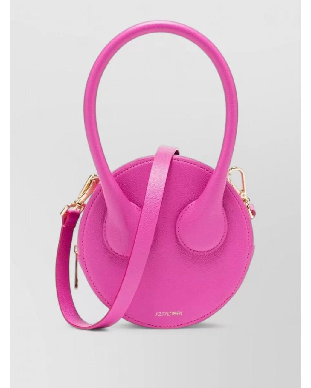 AZ FACTORY Pink Calf Leather Grained Mini Crossbody Bag