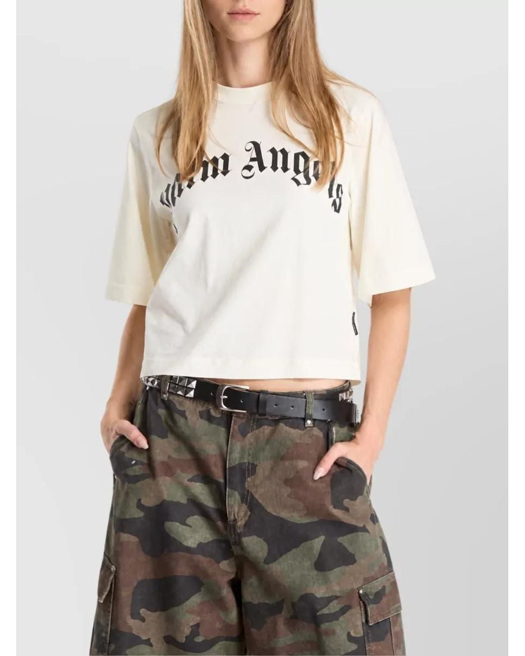 Palm Angels White Curved Logo Boxy T-Shirt