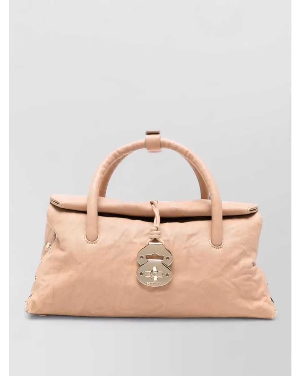 Zanellato Natural Studded Leather Shoulder Bag