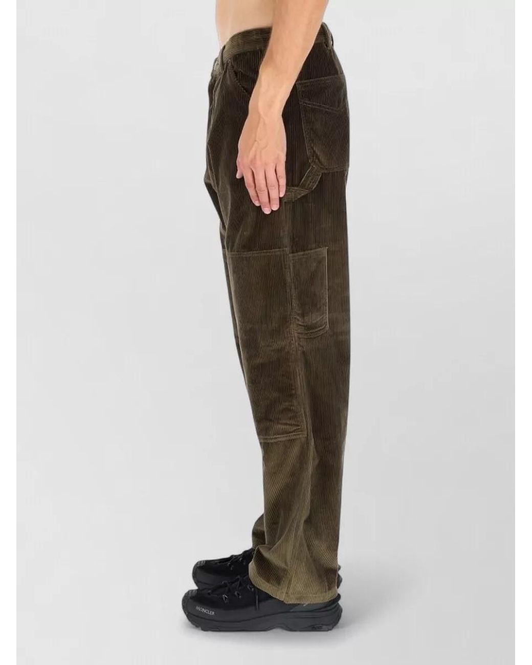 Moncler Brown Ribbed Loose Fit Trousers for men
