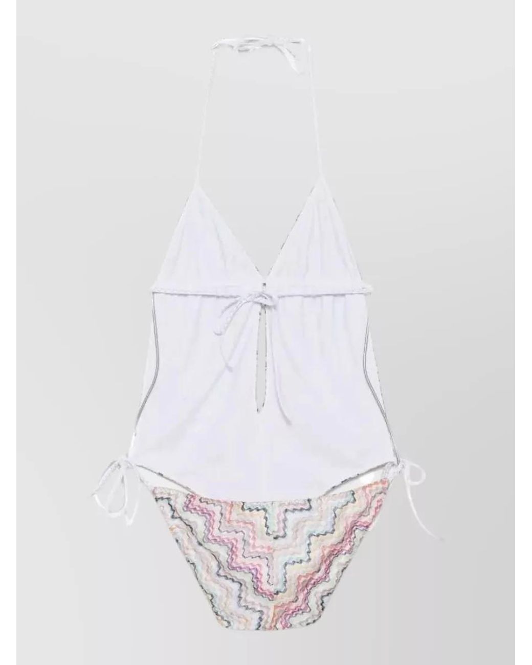 Missoni White Zigzag-Knit Halterneck Cutout Swimsuit