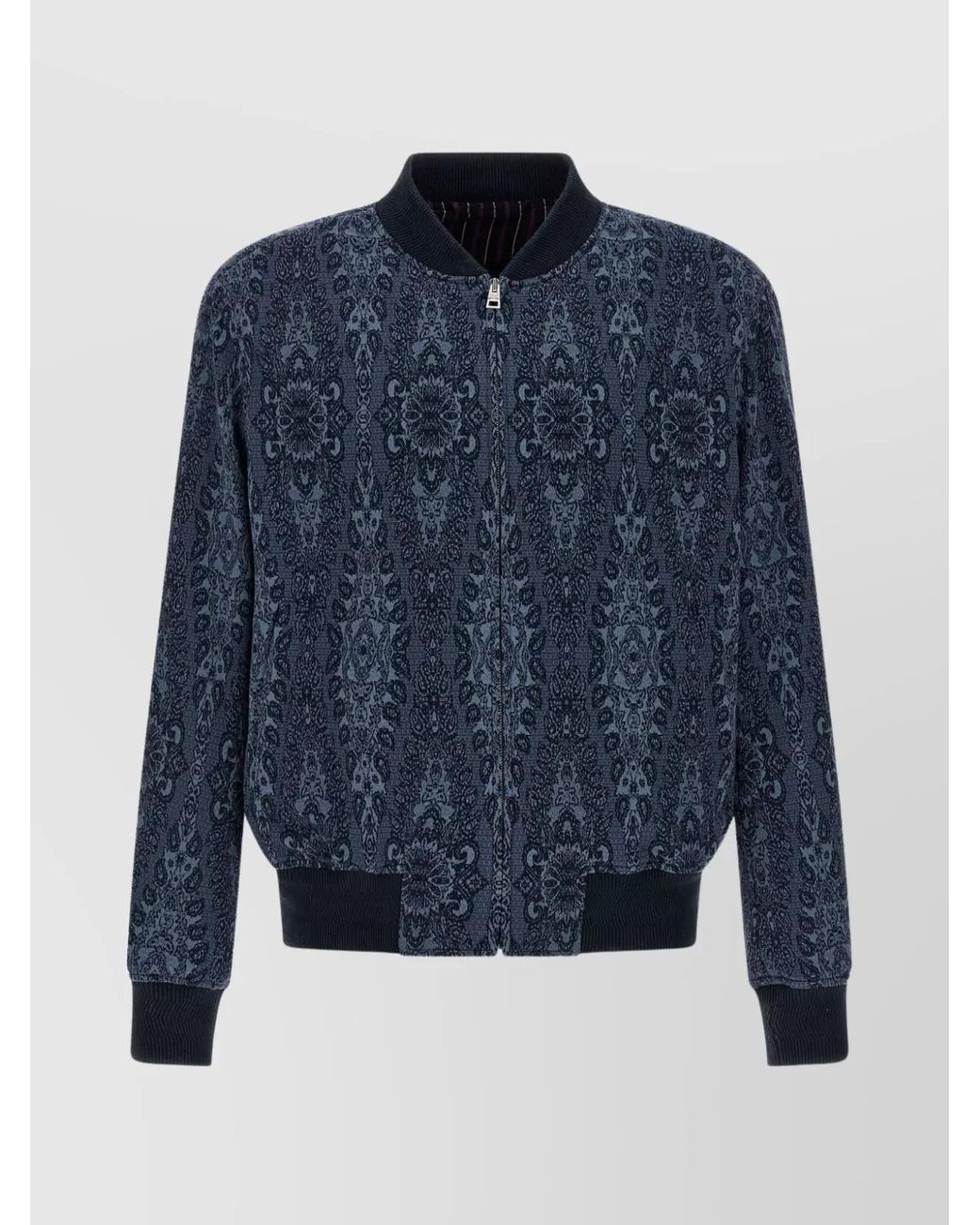 Etro Blue Jacquard Bomber Jacket for men