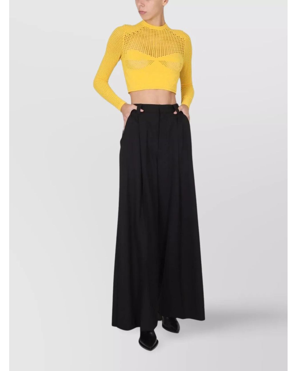 Ambush Yellow Cropped Knitted Top