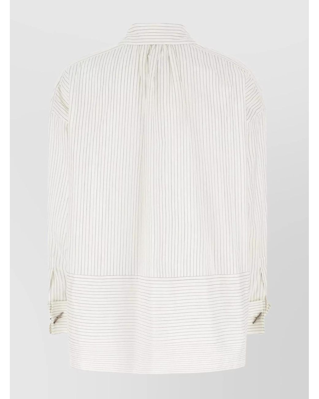 Max Mara White Silk Cotton Striped Blouse