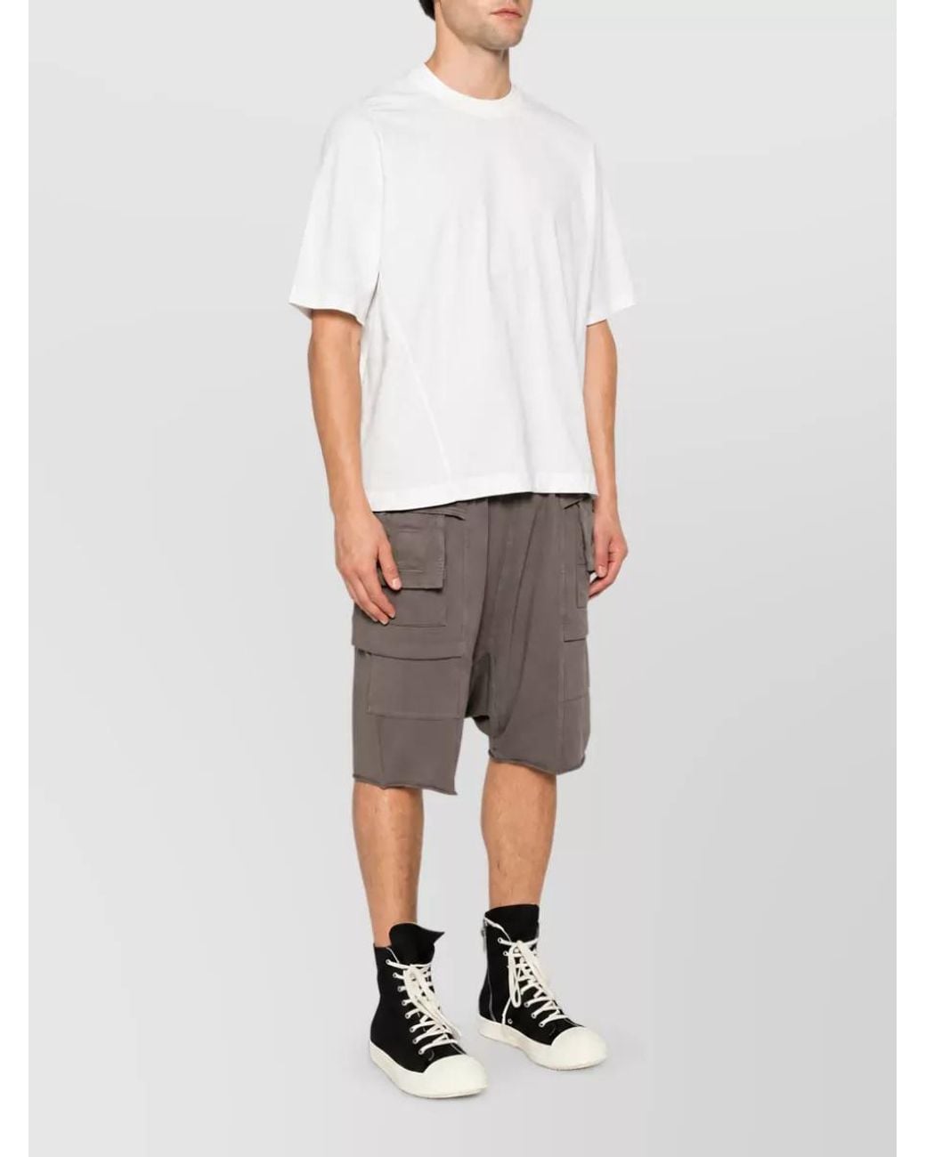 Rick Owens White Ribbed Cotton Short-Sleeve T-Shirt for men