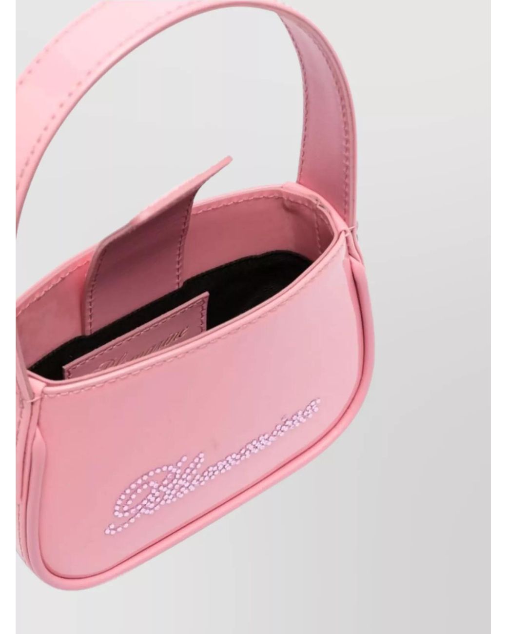 Blumarine Pink Patent Leather Crystal-Embellished Logo Shoulder Bag