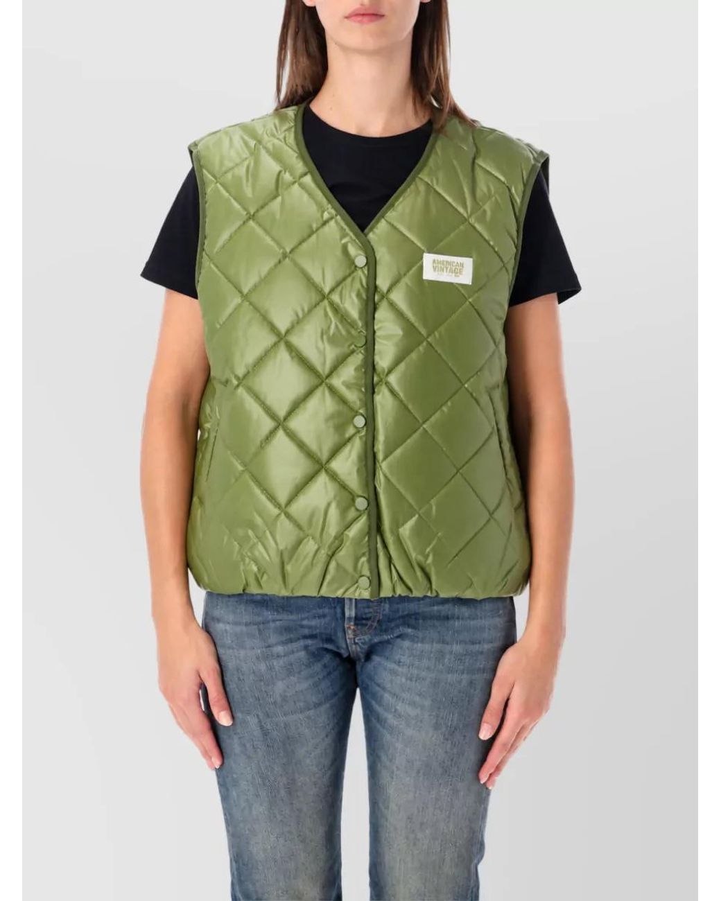 American Vintage Green Quilted Gilet