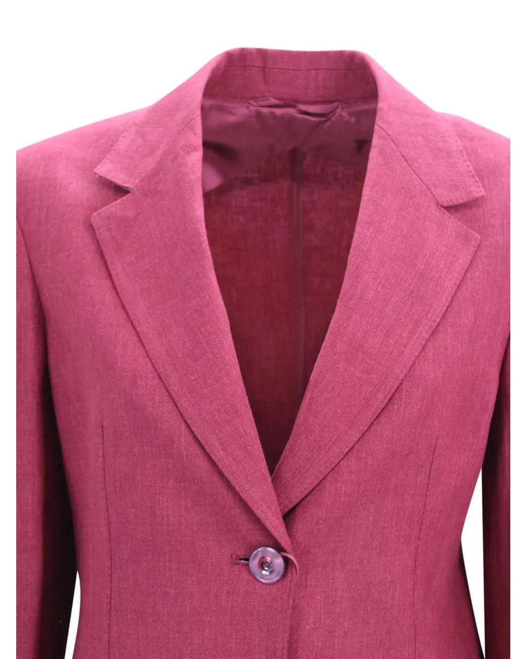 Max Mara Red Linen Single-Breasted Blazer
