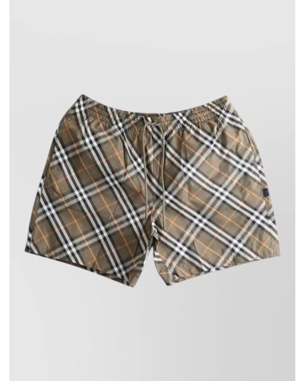 Burberry Gray Embroidered Swim Shorts for men