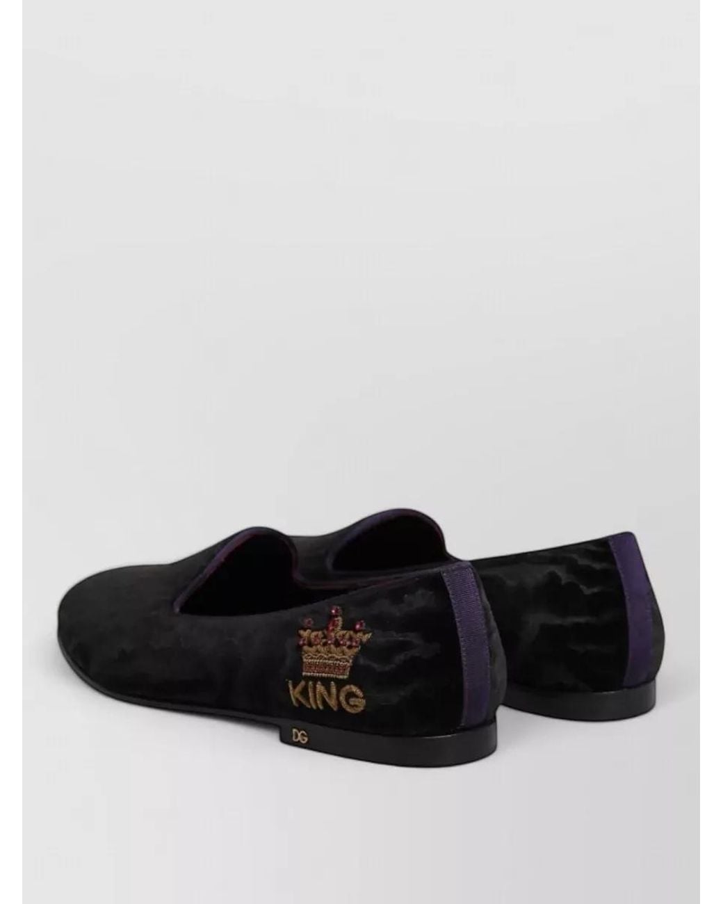 Dolce & Gabbana White Velvet Crown Embroidered Slippers for men