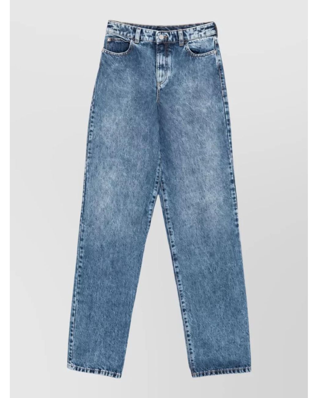 Emporio Armani Blue Acid-Wash Straight-Leg Denim Jeans