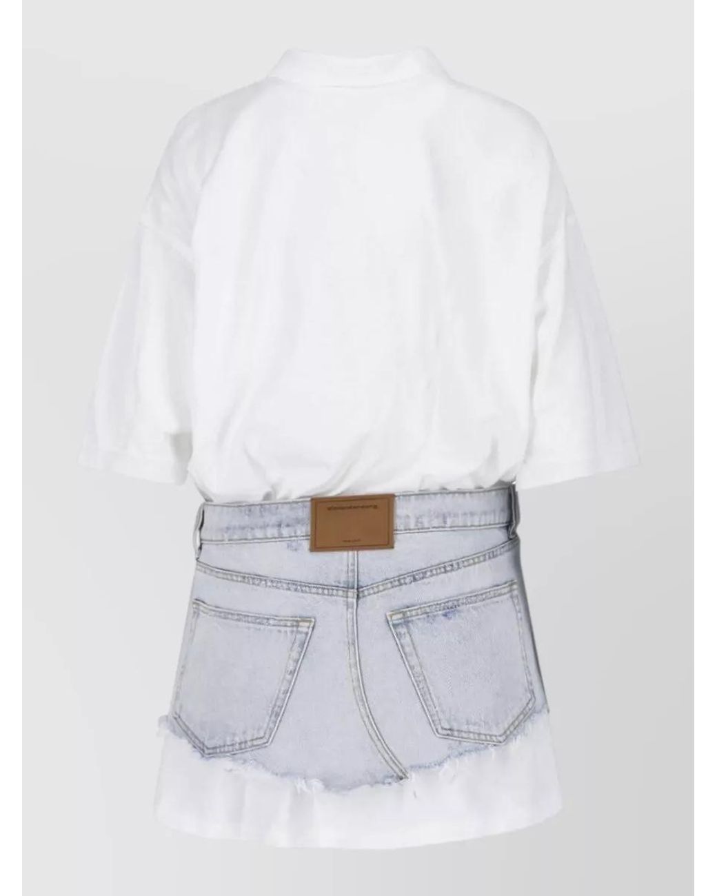 Alexander Wang White Denim Asymmetric Mini Polo Dress