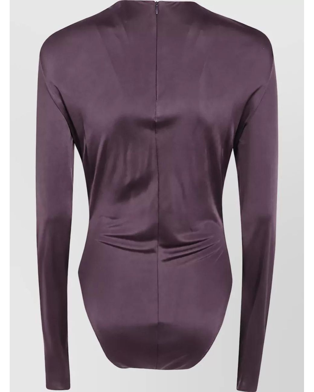 Balmain Purple Twist Detail Long Sleeve Bodysuit