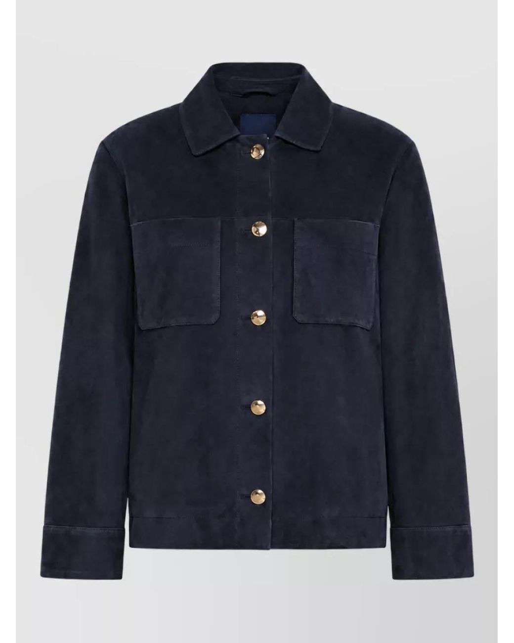 Max Mara Blue Leather Single Breasted Coat