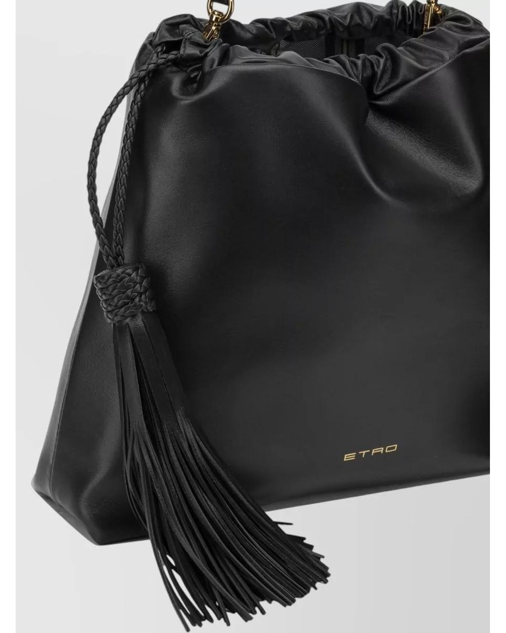 Etro Black Medium Leather Bucket Bag