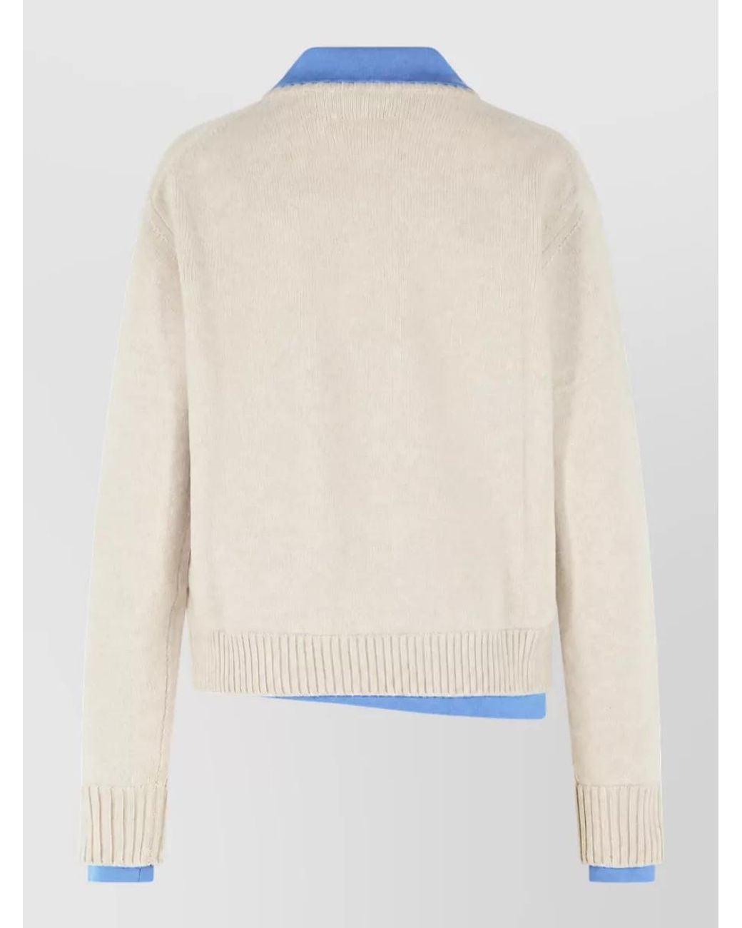 Acne Blue Wool V-Neck Layered Polo Sweater
