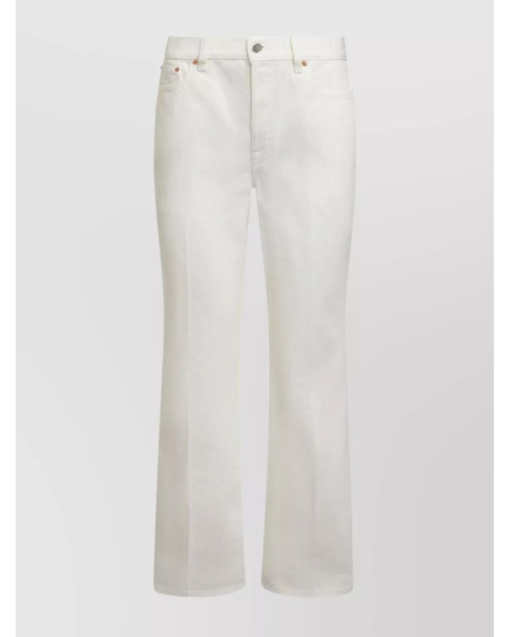 Gucci White Cropped Denim Straight-Leg Trousers