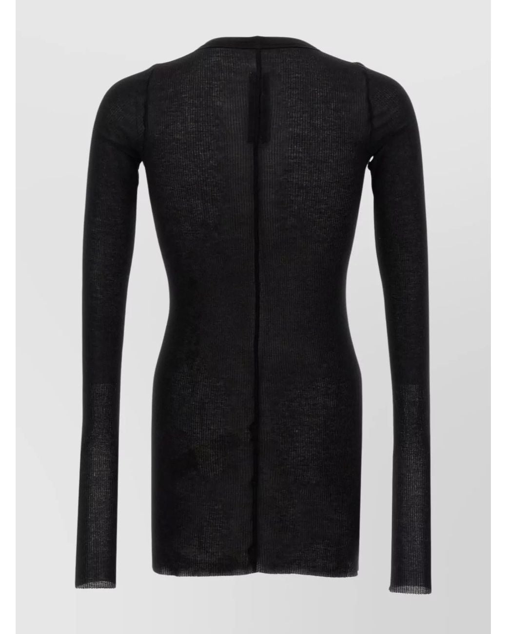 Rick Owens Black Ribbed Long Sleeve T-Shirt for men