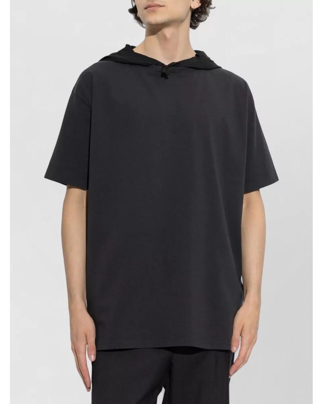 Maison Margiela Black Cotton Hooded T-Shirt for men