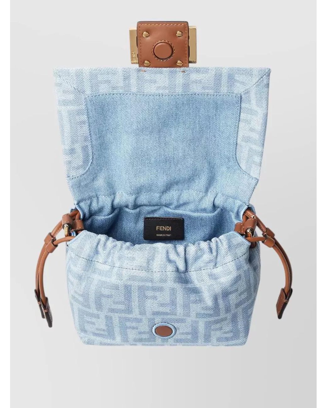 Fendi Blue Mamma Baguette Small Denim Bucket Bag
