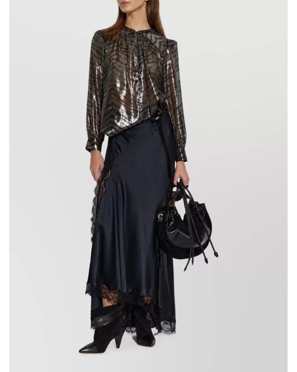 Isabel Marant Blue Silk Asymmetric High-Rise Maxi Skirt