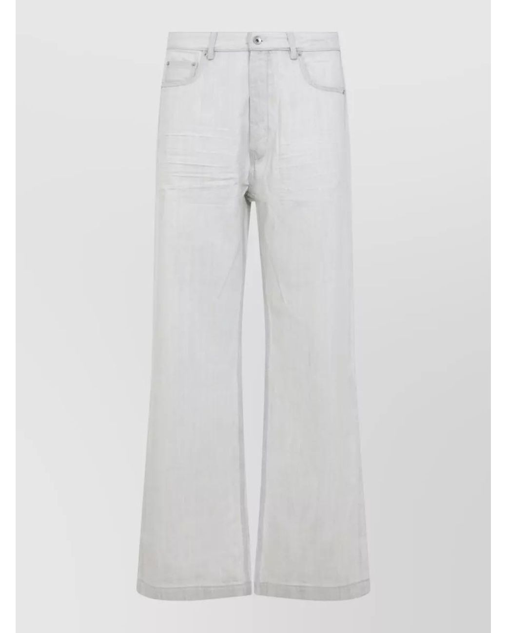 Rick Owens White Denim Mid-Rise Wide-Leg Jeans for men