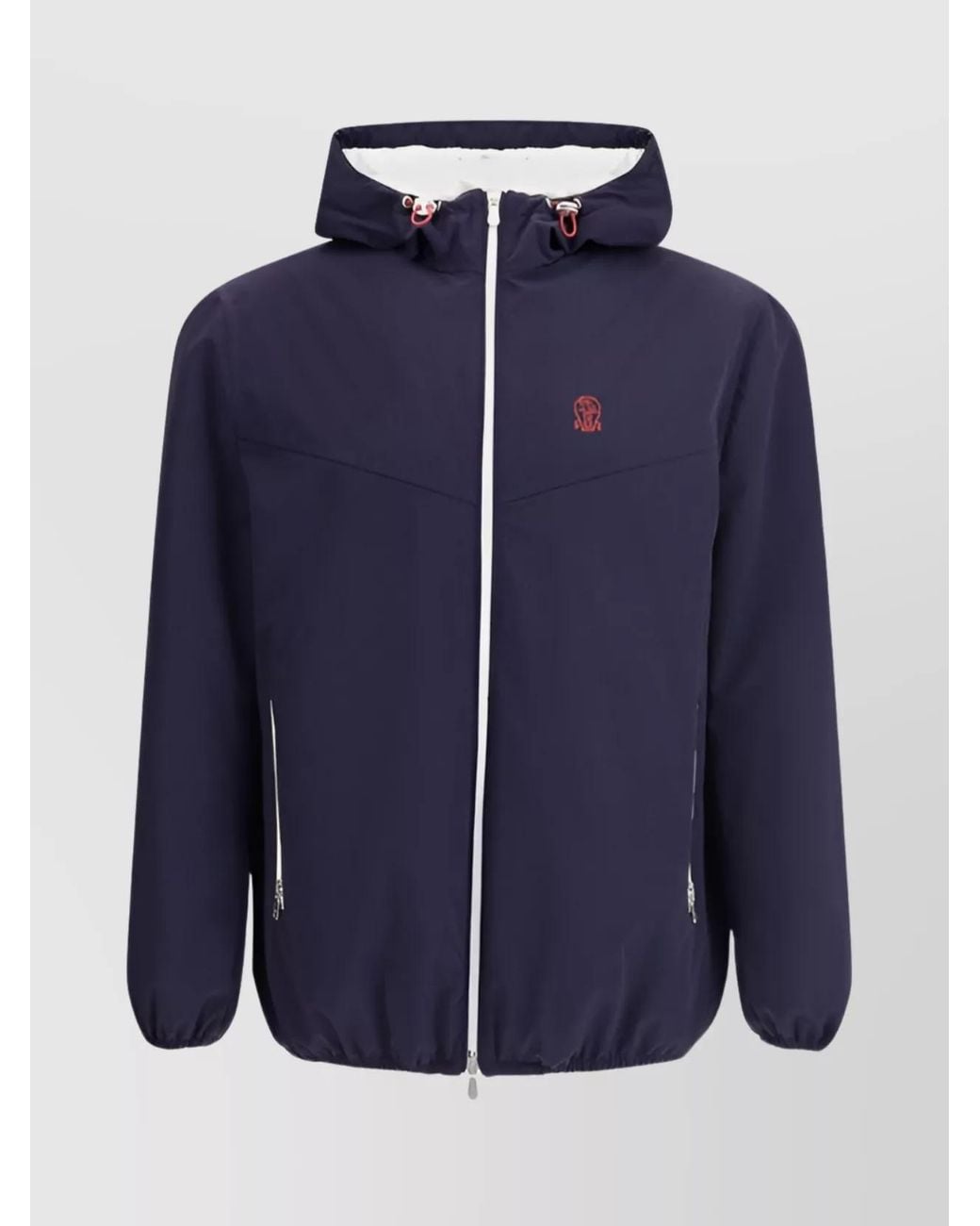 Brunello Cucinelli Blue Quilted Waterproof Hooded Jacket for men
