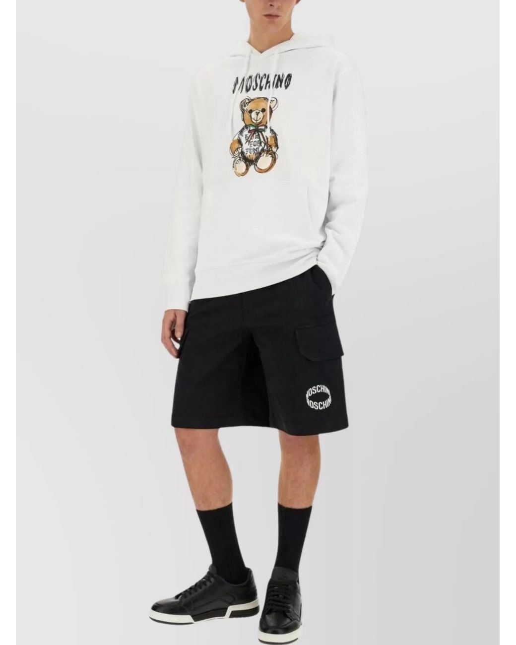 Moschino White Regular-Fit Cotton Hoodie for men