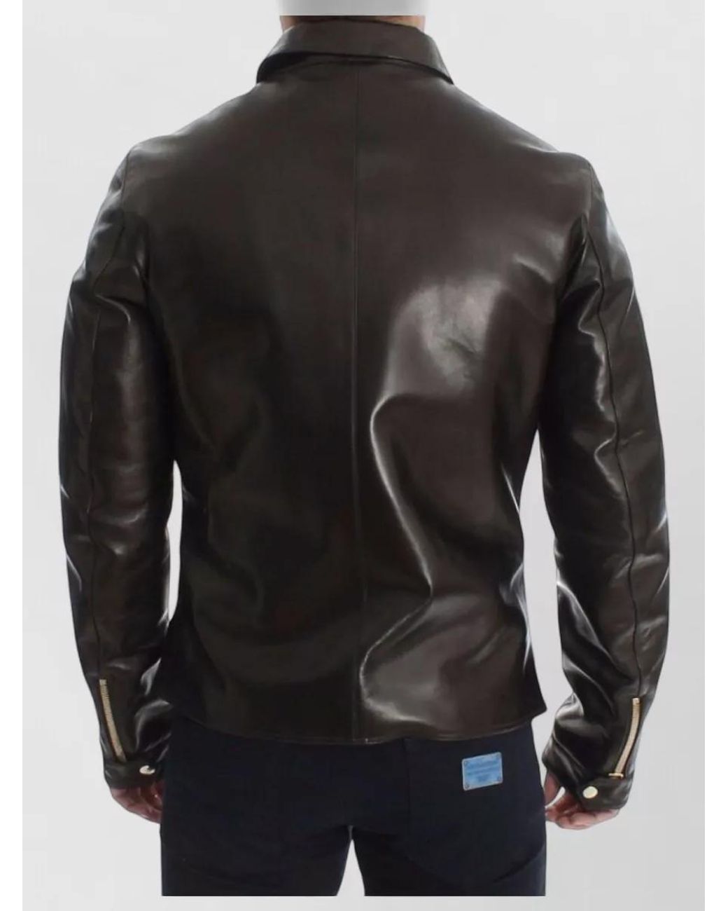 Dolce & Gabbana Black Lambskin Leather Zipped Jacket for men