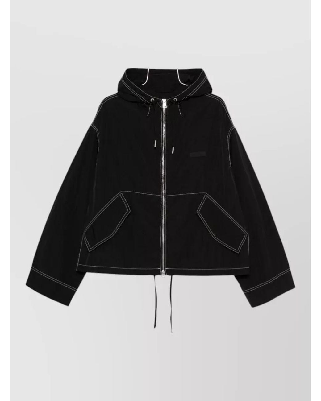 AMI Black Boxy Cropped Jacket With Zipper Closure for men