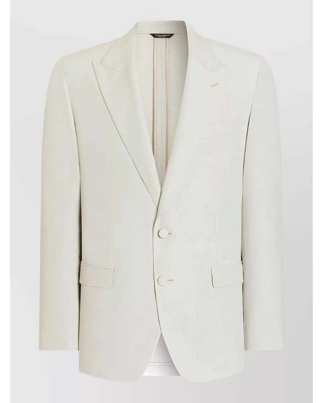 Dolce & Gabbana White Virgin Wool Single-Breasted Blazer for men