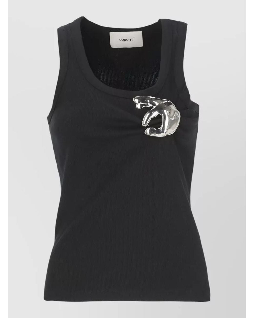 Coperni Black Cotton Sleeveless Round Neck Tank Top
