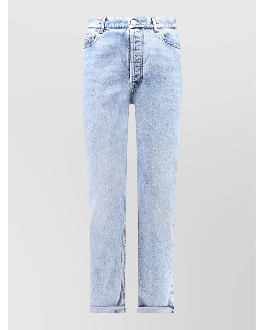 Brunello Cucinelli Blue Denim Straight-Leg Turn-Up Jeans for men