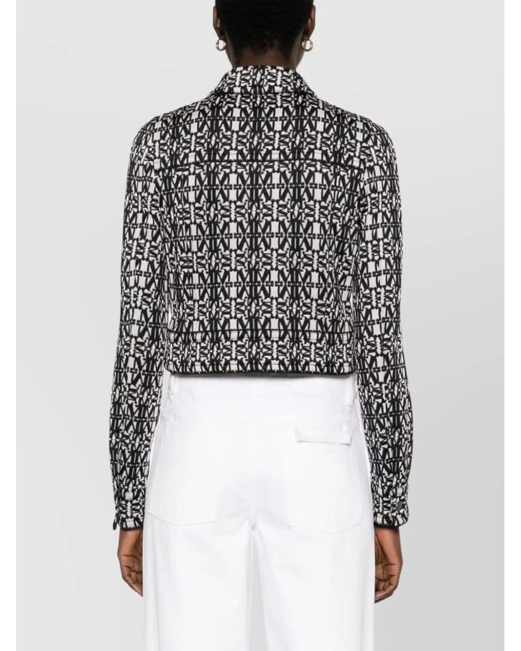 Max Mara Black Monogram-Print Cropped Jacket