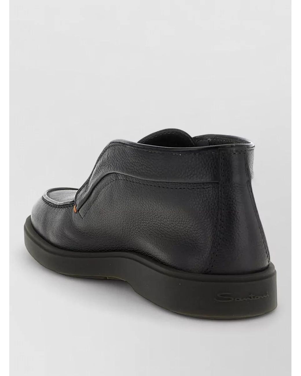 Santoni Black Leather Ankle Boots for men