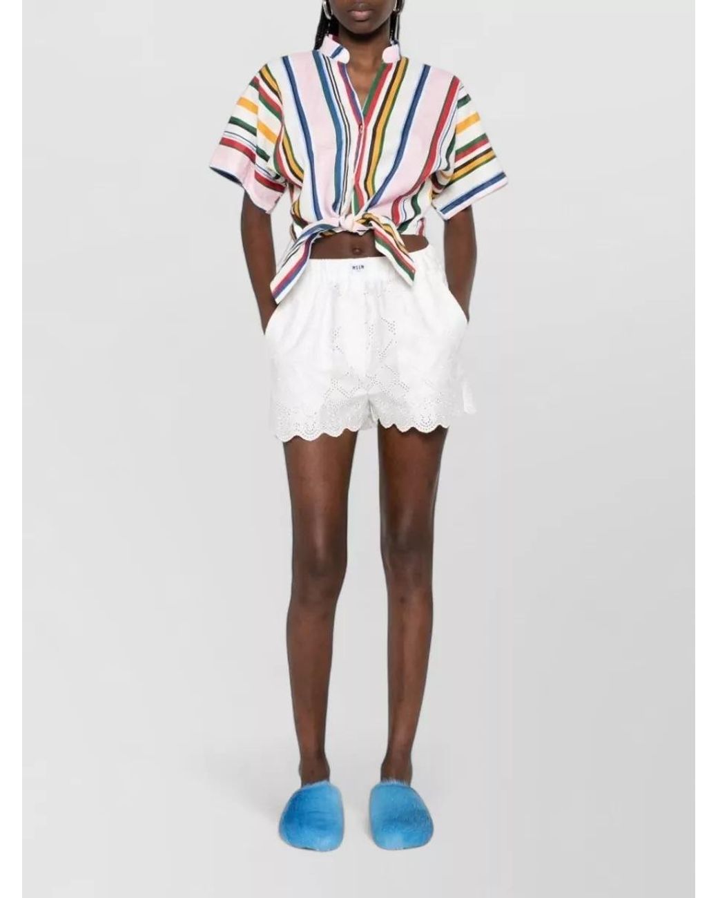 MSGM White Tailored Shorts