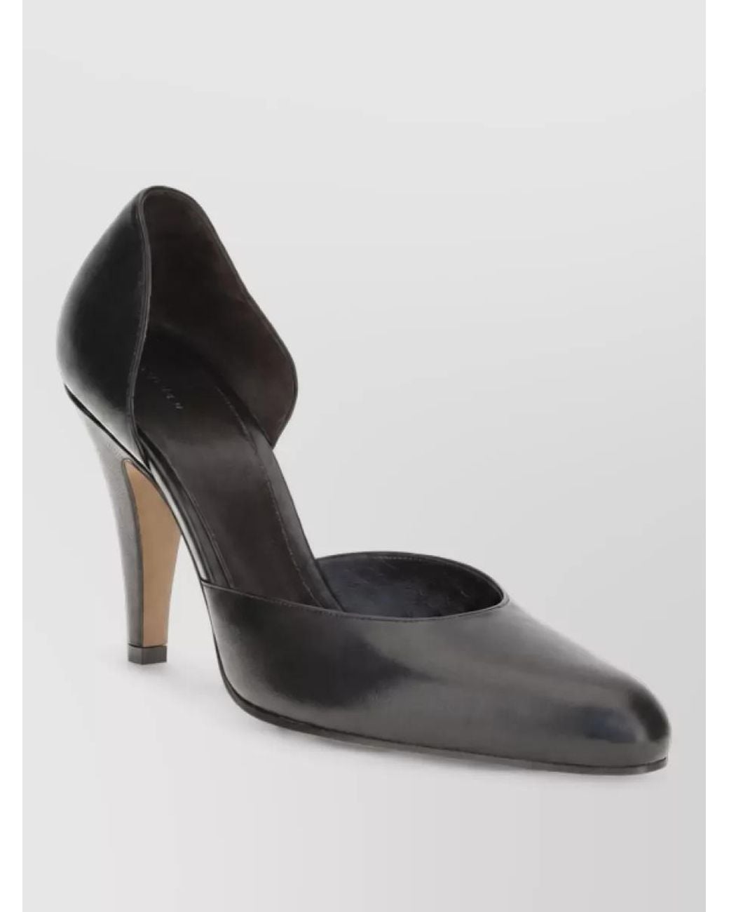 The Row Black Leather High Heel Pumps
