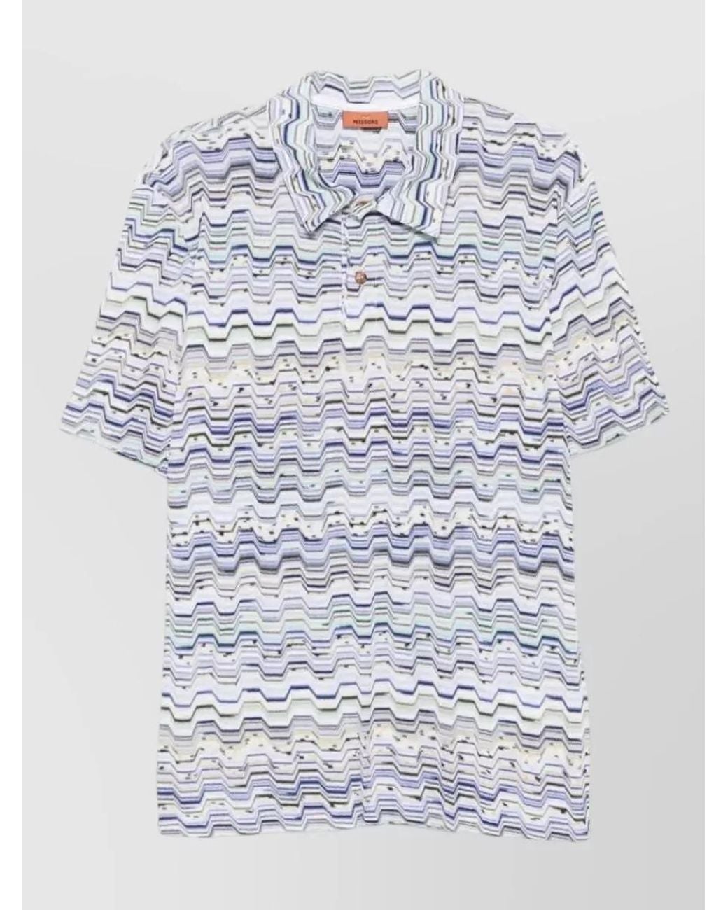 Missoni Gray Cotton Zigzag Short-Sleeve Polo Shirt for men