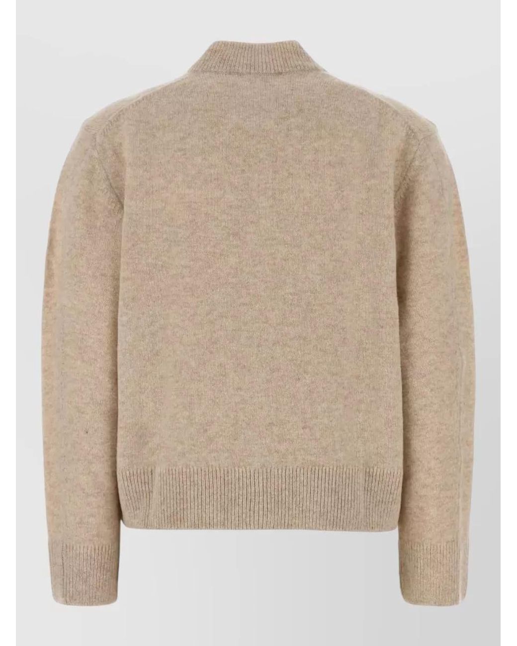 Maison Kitsuné Natural Wool High-Collar Fine-Knit Cardigan