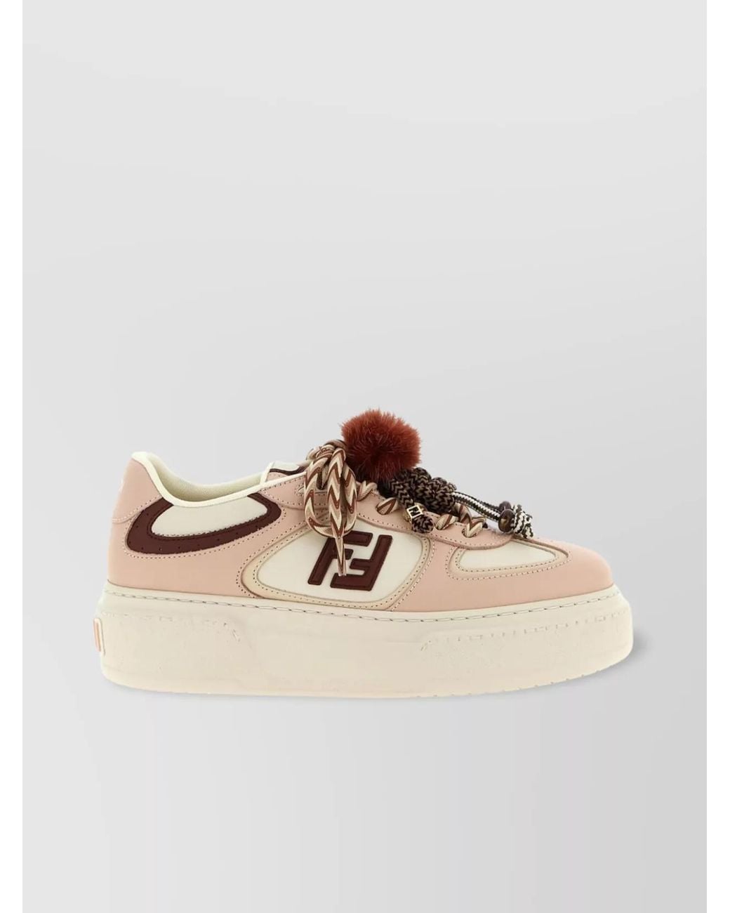 Fendi Natural Platform Logo Trainers