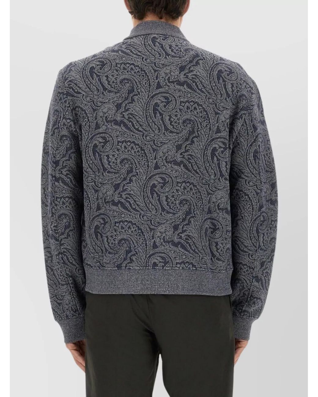 Etro Gray Paisley Jacquard Bomber Jacket for men