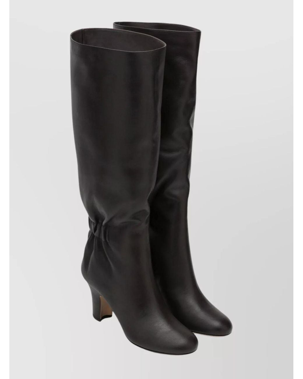 Ferragamo Black Ruched Leather Boots