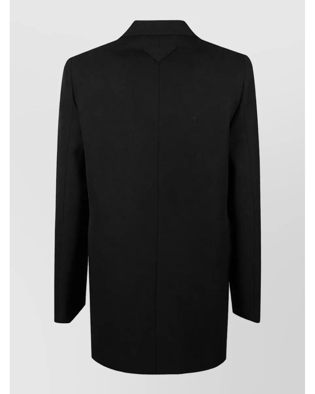 Prada Black Gabardine Single Breasted Coat