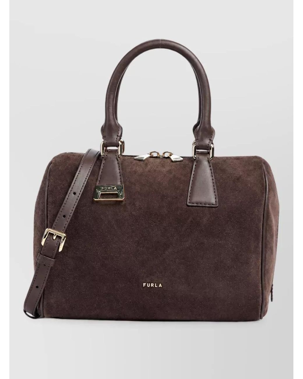 Furla Brown Medium Leather Boston Bag