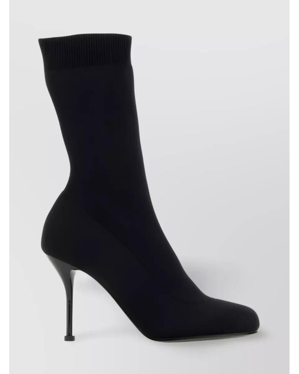 McQueen Black Stretch Knit Ankle Boots
