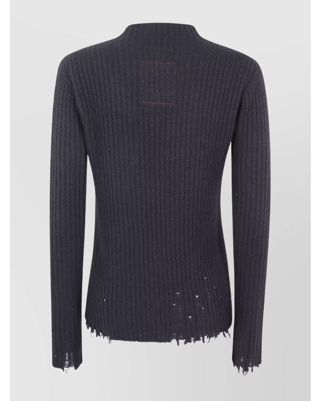 Uma Wang Blue Cashmere Ribbed Knitted Top