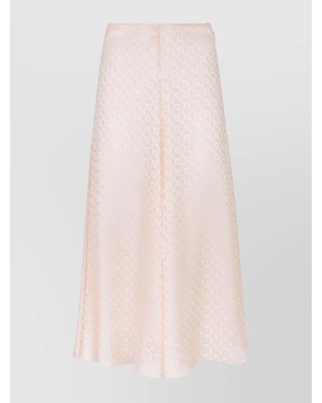 Fendi Pink Silk Ff Logo-Pattern Midi A-Line Skirt