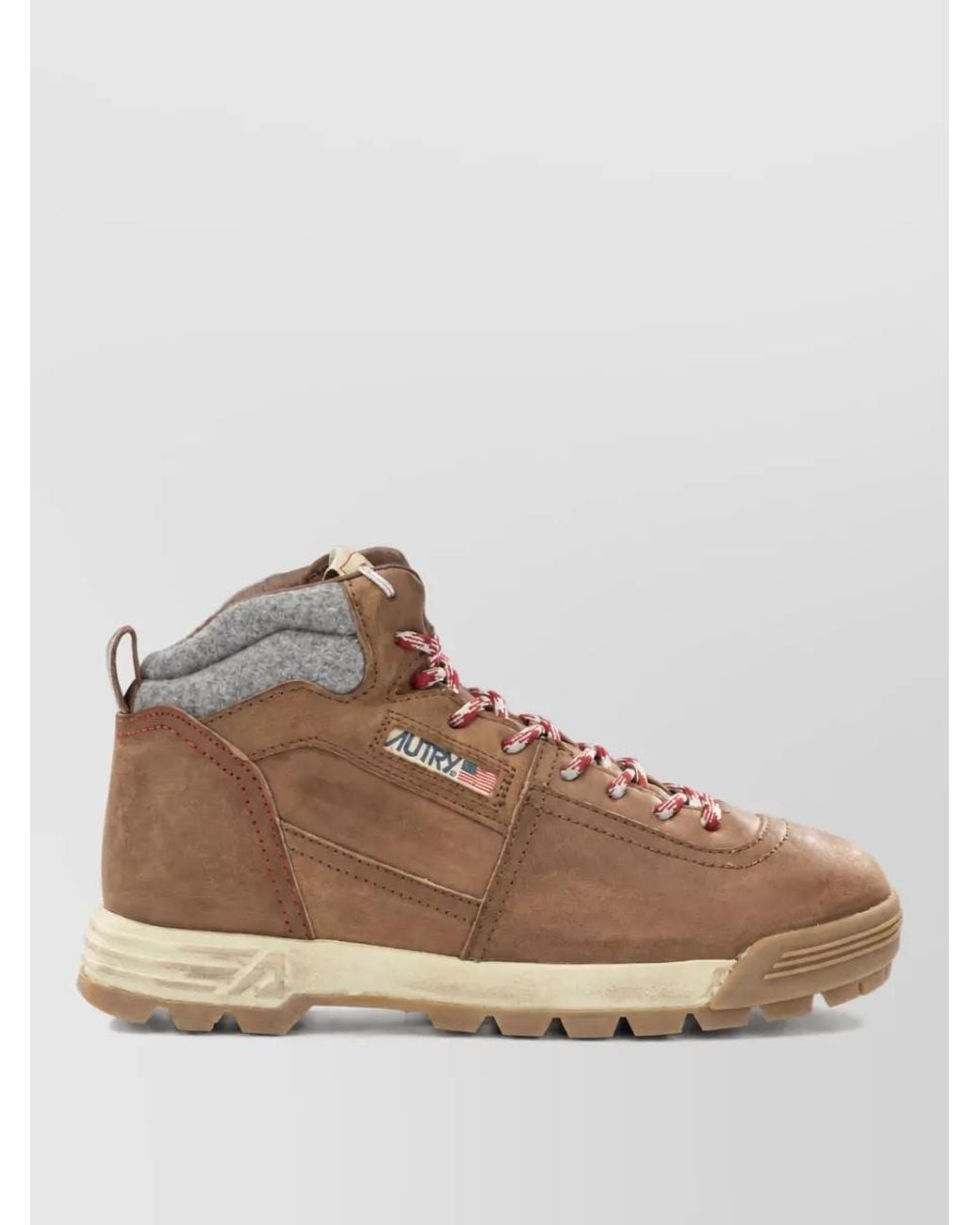 Autry Brown Leather Combat Boots